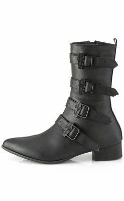 Demonia WARLOCK-110-C Black Vegan Winklepicker Coffin Boots