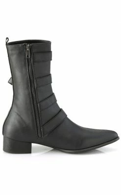 Demonia WARLOCK-110-C Black Vegan Winklepicker Coffin Boots