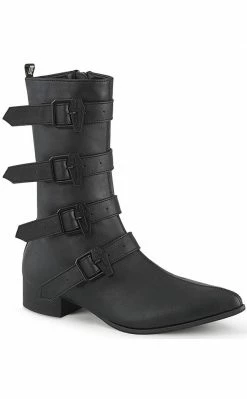 Demonia WARLOCK-110-C Black Vegan Winklepicker Coffin Boots