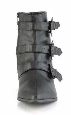 Demonia WARLOCK-50-B Black Vegan Winklepicker Bat Boots Shoes