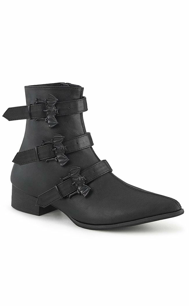 Demonia WARLOCK-50-B Black Vegan Winklepicker Bat Boots Shoes 3 Demonia WARLOCK-50-B Black Vegan Winklepicker Bat Boots Shoes