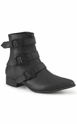 Demonia WARLOCK-50-C Black Vegan Winklepicker Coffin Boots Shoes