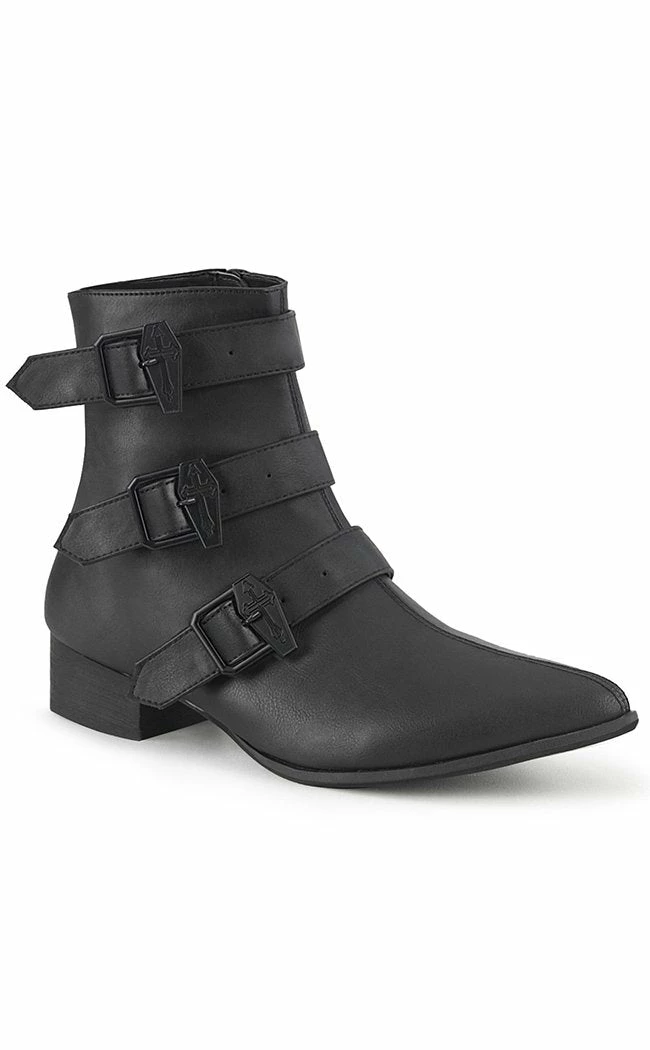 Demonia WARLOCK-50-C Black Vegan Winklepicker Coffin Boots Shoes 3 Demonia WARLOCK-50-C Black Vegan Winklepicker Coffin Boots Shoes