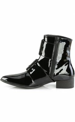 Demonia Shoes WARLOCK-55 Black Patent Winklepicker Boots