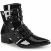 Demonia Shoes WARLOCK-55 Black Patent Winklepicker Boots