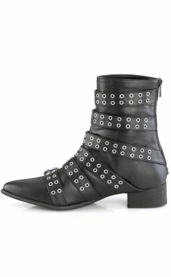 Demonia Shoes WARLOCK-70 Black Matte Winklepicker Boots