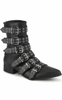 Demonia Shoes WARLOCK-70 Black Matte Winklepicker Boots