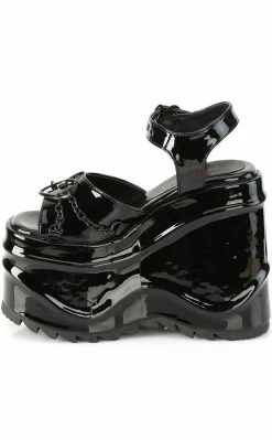 Demonia Shoes WAVE-09 Black Patent Platform Sandals