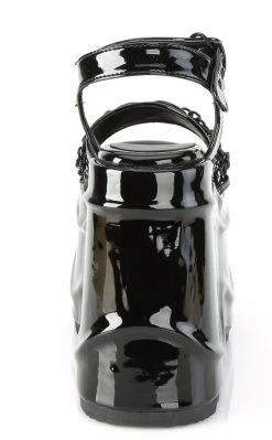 Demonia Shoes WAVE-09 Black Patent Platform Sandals