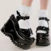 Demonia Shoes WAVE-09 Black Patent Platform Sandals