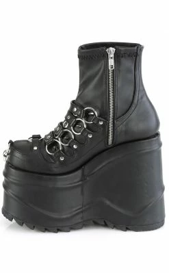 Demonia Shoes WAVE-110 Black Matte Stretch Ankle Boots
