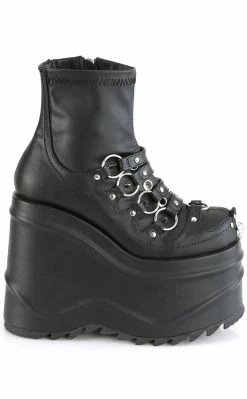 Demonia Shoes WAVE-110 Black Matte Stretch Ankle Boots