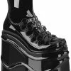 Demonia WAVE-110 Black Patent Stretch Ankle Boots Shoes