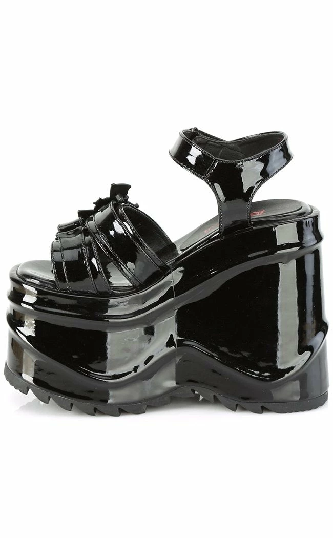 Demonia Shoes WAVE-13 Black Patent Platform Sandals 5 Demonia Shoes WAVE-13 Black Patent Platform Sandals