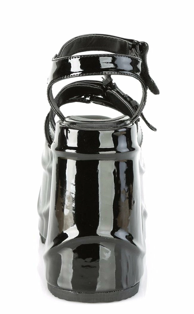 Demonia Shoes WAVE-13 Black Patent Platform Sandals 6 Demonia Shoes WAVE-13 Black Patent Platform Sandals