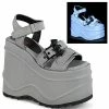 Demonia Shoes WAVE-13 Grey Reflective Platform Sandals 2 Demonia Shoes WAVE-13 Grey Reflective Platform Sandals