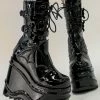 Demonia Shoes WAVE-150 Black Patent Platform Boots 1 Demonia Shoes WAVE-150 Black Patent Platform Boots