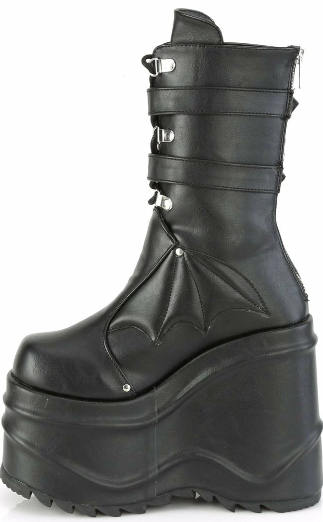 Demonia WAVE-150 Black Vegan Leather Platform Boots 5 Demonia WAVE-150 Black Vegan Leather Platform Boots