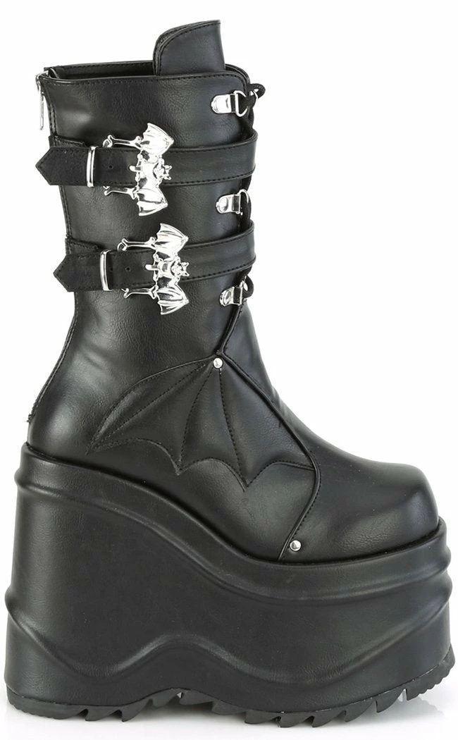 Demonia WAVE-150 Black Vegan Leather Platform Boots 7 Demonia WAVE-150 Black Vegan Leather Platform Boots