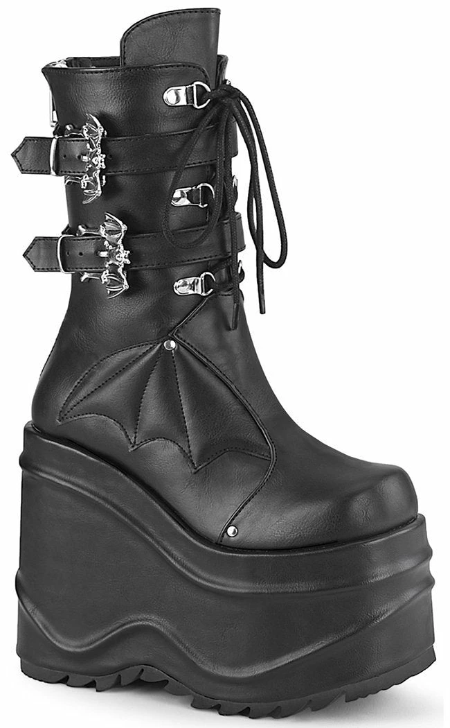 Demonia WAVE-150 Black Vegan Leather Platform Boots 3 Demonia WAVE-150 Black Vegan Leather Platform Boots