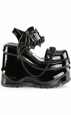 Demonia WAVE-20 Black Patent Leather Platform Sandals 11 Demonia WAVE-20 Black Patent Leather Platform Sandals