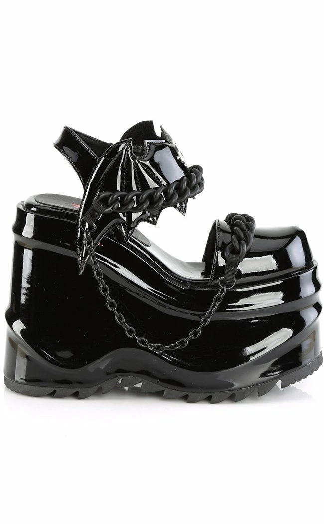 Demonia WAVE-20 Black Patent Leather Platform Sandals 7 Demonia WAVE-20 Black Patent Leather Platform Sandals