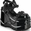 Demonia WAVE-20 Black Patent Leather Platform Sandals