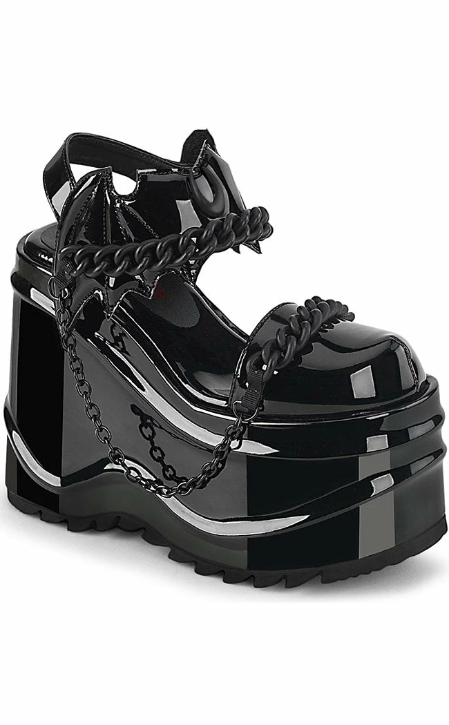 Demonia WAVE-20 Black Patent Leather Platform Sandals 3 Demonia WAVE-20 Black Patent Leather Platform Sandals