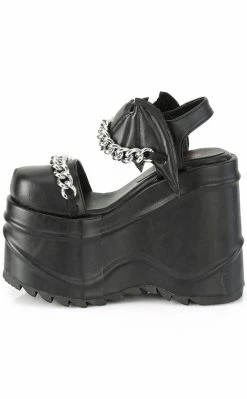 Demonia WAVE-20 Black Vegan Leather Platform Sandals 9 Demonia WAVE-20 Black Vegan Leather Platform Sandals