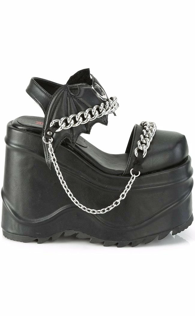 Demonia WAVE-20 Black Vegan Leather Platform Sandals 7 Demonia WAVE-20 Black Vegan Leather Platform Sandals