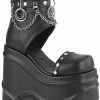 Demonia WAVE-22 Black Vegan Leather Platform Sandals