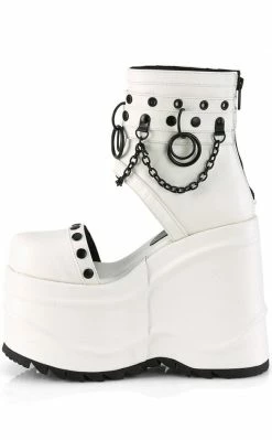 Demonia WAVE-22 White Vegan Leather Platform Sandals