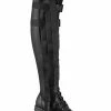 Demonia Shoes WAVE-315 Black Matte Thigh High Platform Boots