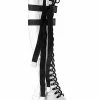 Demonia WAVE-315 White Patent Thigh High Platform Boots Shoes