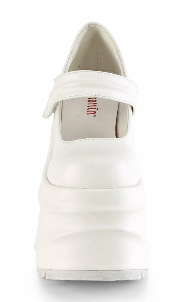 Demonia WAVE-32 White Vegan Leather Platform Mary Janes Shoes 4 Demonia WAVE-32 White Vegan Leather Platform Mary Janes Shoes