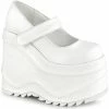 Demonia WAVE-32 White Vegan Leather Platform Mary Janes Shoes
