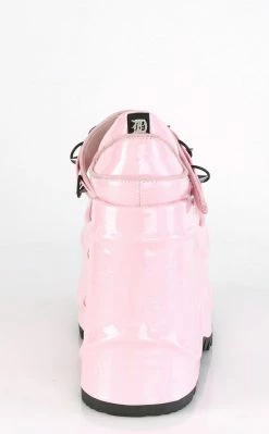 Demonia WAVE-48 Baby Pink Holographic Platform Mary Janes