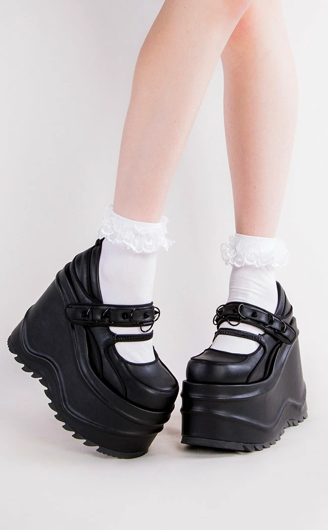 Demonia WAVE-48 Black Vegan Leather Platform Mary Janes Shoes 4 Demonia WAVE-48 Black Vegan Leather Platform Mary Janes Shoes