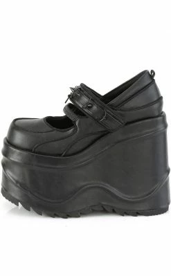 Demonia WAVE-48 Black Vegan Leather Platform Mary Janes Shoes 13 Demonia WAVE-48 Black Vegan Leather Platform Mary Janes Shoes