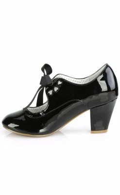 Pin Up Couture WIGGLE-32 Black Patent Faux Leather Heels (Last Pair: Size 8)