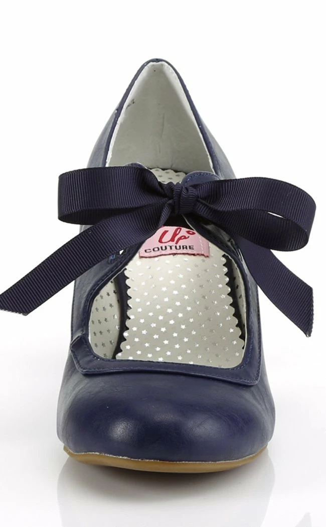 Pin Up Couture WIGGLE-32 Navy Blue Faux Leather Heels (AU Stock) 4 Pin Up Couture WIGGLE-32 Navy Blue Faux Leather Heels (AU Stock)