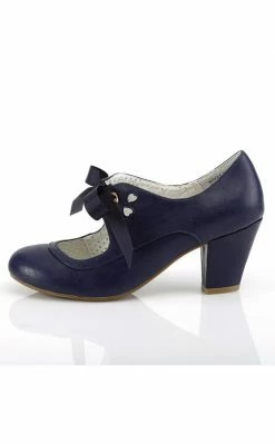 Pin Up Couture WIGGLE-32 Navy Blue Faux Leather Heels (AU Stock) 9 Pin Up Couture WIGGLE-32 Navy Blue Faux Leather Heels (AU Stock)