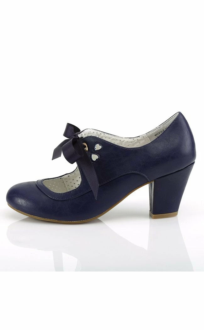 Pin Up Couture WIGGLE-32 Navy Blue Faux Leather Heels (AU Stock) 5 Pin Up Couture WIGGLE-32 Navy Blue Faux Leather Heels (AU Stock)