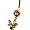 TB Jewellery What A Buzz | Bee Charm Navel Ring 1 TB Jewellery What A Buzz | Bee Charm Navel Ring