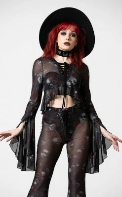 Killstar Wicked Rose Mesh Blouse Clothing