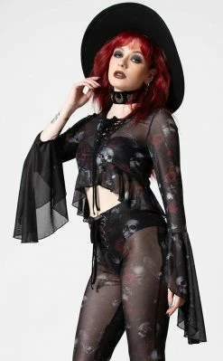 Killstar Wicked Rose Mesh Blouse Clothing