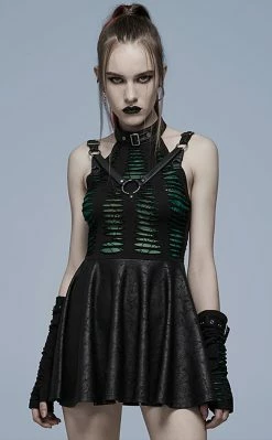 Punk Rave Wicked Weave Harness Dress | Black & Green