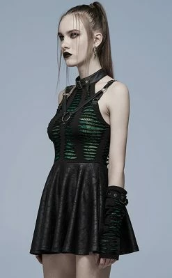 Punk Rave Wicked Weave Harness Dress | Black & Green