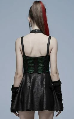 Punk Rave Wicked Weave Harness Dress | Black & Green