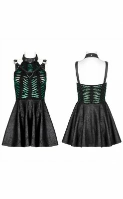 Punk Rave Wicked Weave Harness Dress | Black & Green